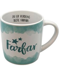 Verdens Beste Farfar - Hvitt og Turkis Krus med Tekst