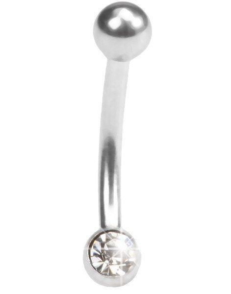 Øyenbrynspiercing med Klar Sten - 1.2 x 8 mm