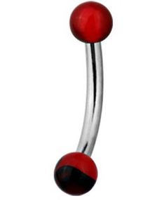 Magic Red and Black Stone - 1.2 x 8 mm Øyenbrynspiercing