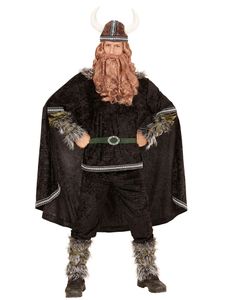 Svart Komplett Vikingkostyme med Hatt