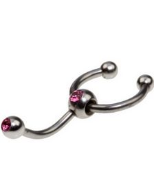 Øyenbrynspiercing med Hestesko og Rosa Stener - 1.2 x 8 mm
