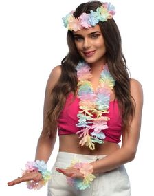 Pastellfarget Hawaiisett 4 Deler