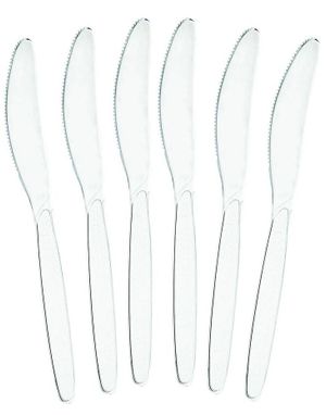 50 stk Gjennomsiktige Heavy Duty Gjenbrukbare Spisekniver