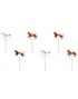 6 stk Kaketopper med Hester 13 cm - Flowers & Horses Party