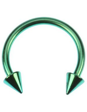 Rund Grønn Øyenbrynspiercing med Spike Kuler - 1,2 x 8 mm