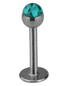 Labret med Glitrende Turkise Stener