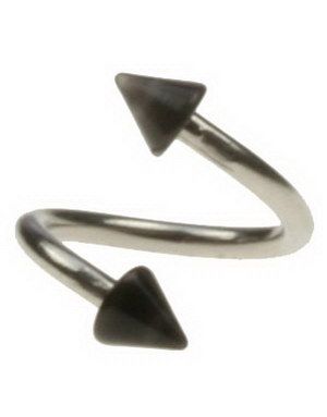 Curve Øyenbrynspiercing med Svarte Spikes - 1.2 x 8 mm