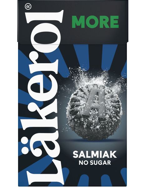 Läkerol More Salmiak No Sugar - Sukkerfrie Pastiller med Salmiakksmak 30 gram