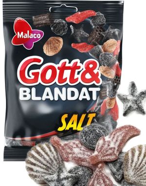 Godt og Blandet Salt - Forskjellige Salte Vingummi- og Lakrisbiter 150 gram