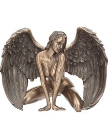 Angel's Passion - Knelende Englefigur i Bronse 17,5 cm