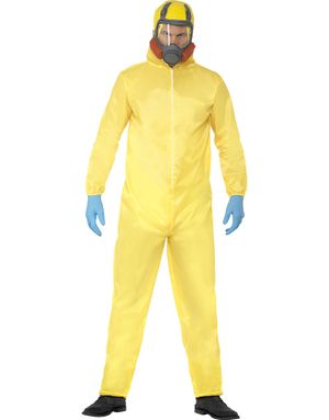 Lisensiert Breaking Bad Hazmat Suit Herrekostyme med Latexmaske