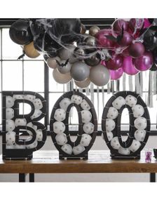 Halloween Ballongsett Formet som "BOO" med LED-Lys - Fright Night