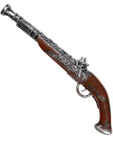 Brun og Sølvfarget Piratpistol 43 cm