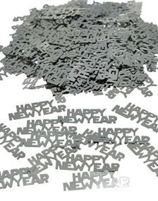 Sølvfarget Happy New Year Bordkonfetti