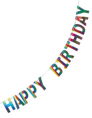 Iriserende Happy Birthday Girlander 2 meter