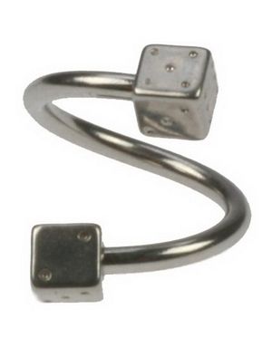 Curve Øyenbrynspiercing med Terninger - 1,2 x 8 mm