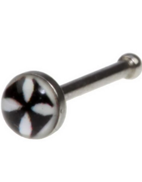 Rett Nesepiercing med Svart Ridderkors