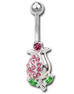 Navlepiercing med Rose - Rosa