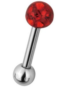 Tragus/Helix med Glitrende Rød Kule