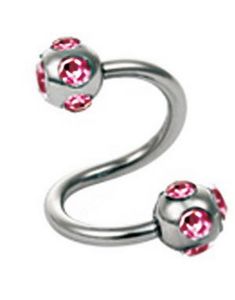 Curve Øyenbrynspiercing med Rosa Stener