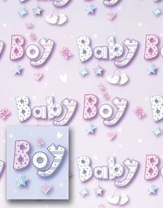 2 stk Baby Boy Fugl Gavepapir med 2 stk Navnelapper - 50x70cm