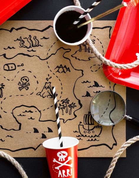6 stk Bordbrikker Skattekart 40x30 cm - Pirates Party