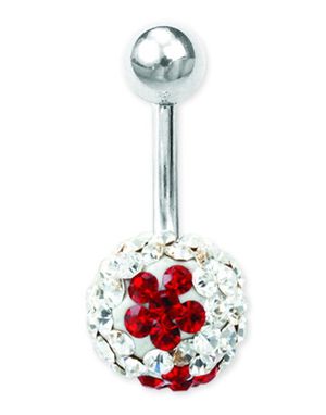 Glitter Flower Navlepiercing - Hvit/Rød