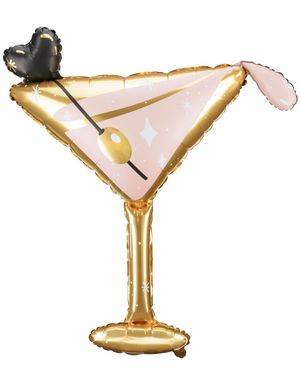Cocktailglass Folieballong i Gull og Rosa 126x93 cm