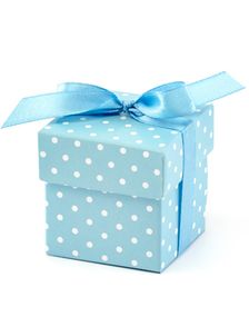 10 stk Baby Blå Gaveesker med Bånd 5x5 cm