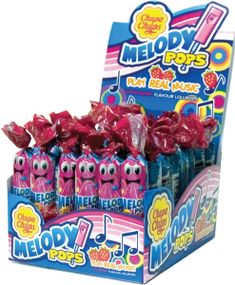 48 stk Chupa Chups Melody Pops Fløyte med Jordbærsmak - Hel Eske