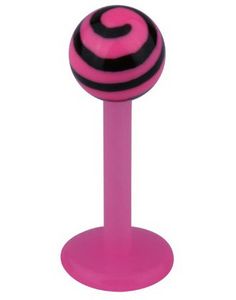 Labret m/Stripet Opp Kule - Rosa/Svart - Strl 1,2x8x4mm
