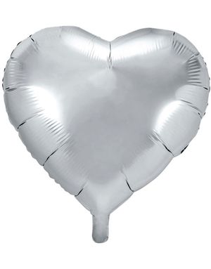 Hjerteformet Sølvfarget Folieballong 45 cm