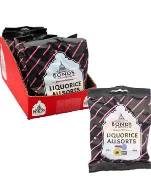 12 Liquorice Allsorts / Engelsk Lakris Konfekt - Bonds of London (UK) - Hel Eske