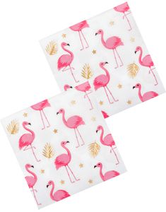 12 stk Servietter med Foliert Gulltrykk 33x33 cm - Flamingo Gold