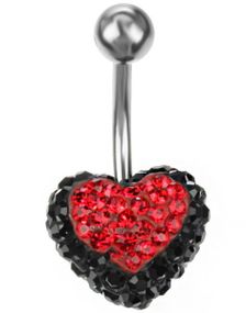 Celebrity Heart Navlepiercing - Svart/Rød