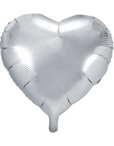 Stor Hjerteformet Sølvfarget Folieballong 61 cm