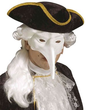 Hvit Venetiansk Maske Med Lang Nese - Kan Males!