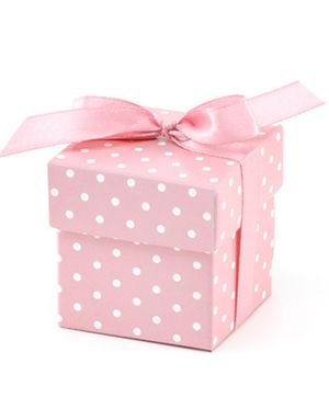 10 stk Baby Rosa Gaveesker med Bånd 5x5 cm
