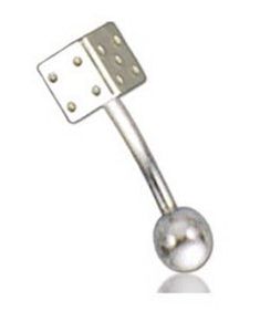 Silver Cube 1.2 x 8 mm med 5 mm Kule Øyenbrynspiercing