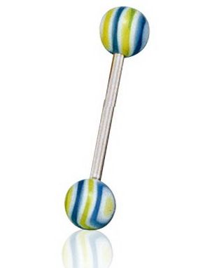 Stripete Blå/Grønn/Hvit Tungepiercing