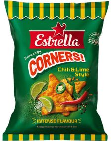 Estrella Corners Chili Lime Style - Maischips med Chili og Limesmak 160 gram