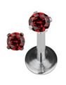 Round Diamond - Labret Piercing med Rød Sten