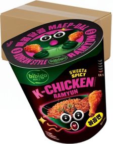 1787011200_18 stk K-Chicken Flavoured Ramyun - Søt og Spicy Kyllingramen - BIBIGO - Hel Eske 780 gram (Korea)