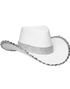 Hvit Cowboyhatt med Sølv Paljetter