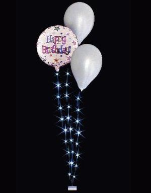 3 stk Ballonghaler med Hvitt LED-Lys