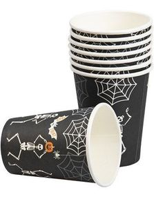 8 stk Halloween Pappkrus 270 ml med motiv av Dansende Skjelett 