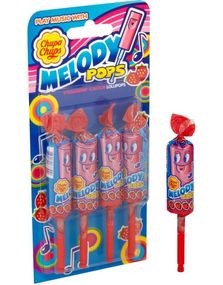 4 Pack Chupa Chups Melody Pops Fløyter med Jordbærsmak 60 gram