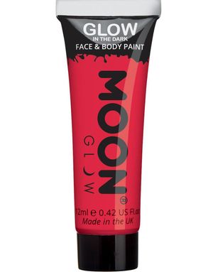 Rød Glow in the Dark Ansikt- og Kroppsmaling 12 ml