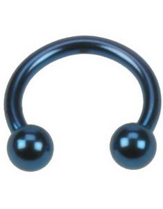 Rund Blå Øyenbrynspiercing med Runde Kuler - 1,2 x 8 mm
