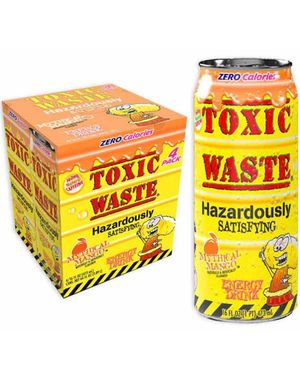 4 stk Toxic Waste Sugarfree Mythical Mango Energy Drink 473 ml - Hel Eske (USA Import)